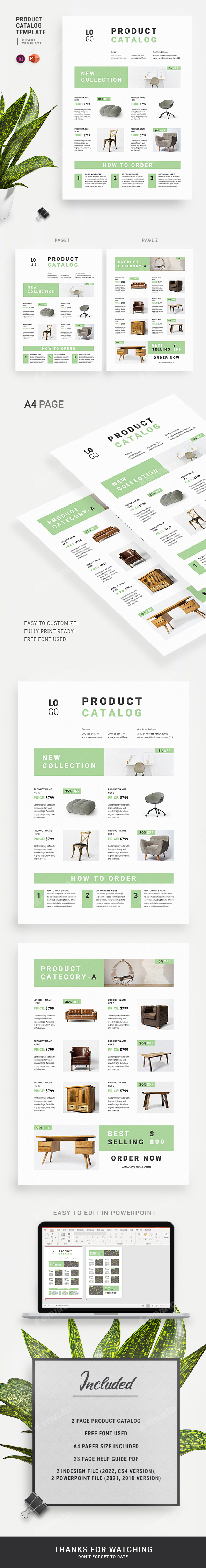 Product Catalog Sheet Indesign & PowerPoint, Print Templates
